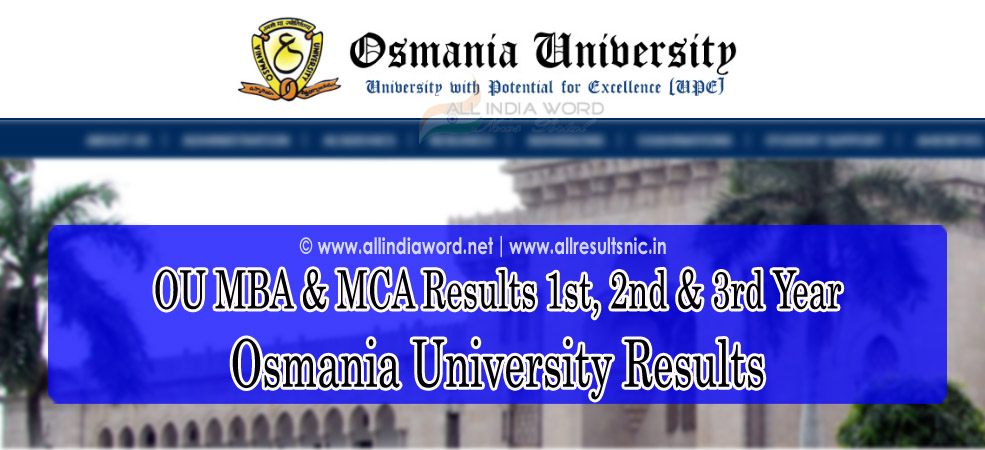 Osmania University MBA MCA Results 2019