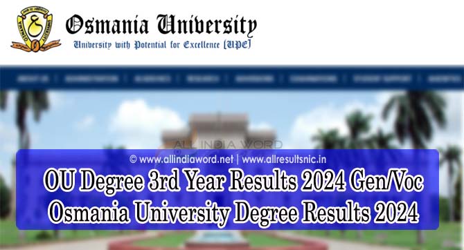 Osmania University Degree 3rd Year Results 2024